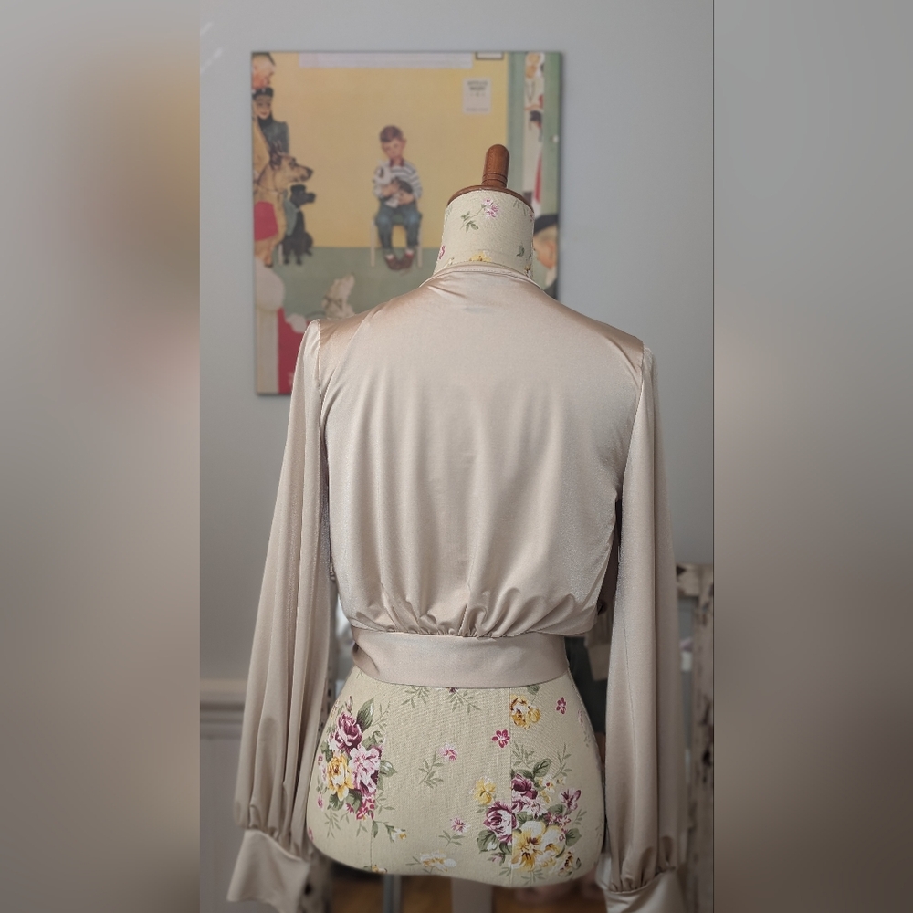 REVAMPED Elegant Cream Tie-Front Blouse‎ - Picture 4 of 8